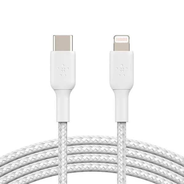 Belkin Braided USB-C To Lightning Charge And Sync Cable - 1 Meter (White)
