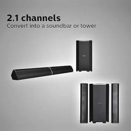 Philips Convertible Soundbar MMS8085B, 2.1 Channel with Multiple-Connectivity Option,USB in, Bluetooth Connectivity 80 Watt (Black), Superior Sound