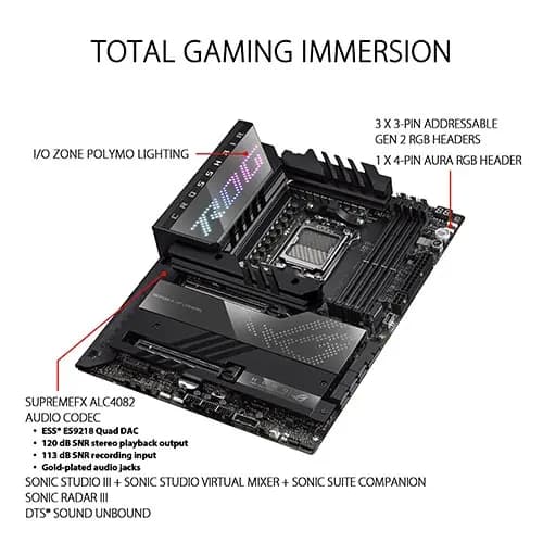 ASUS ROG Crosshair X670E Hero AMD Ryzen X670 AM5 ATX motherboard hover view