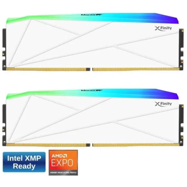 V-COLOR Manta XFinity RGB 32GB (16GBx2) 6000MHz DDR5 Desktop RAM (White)