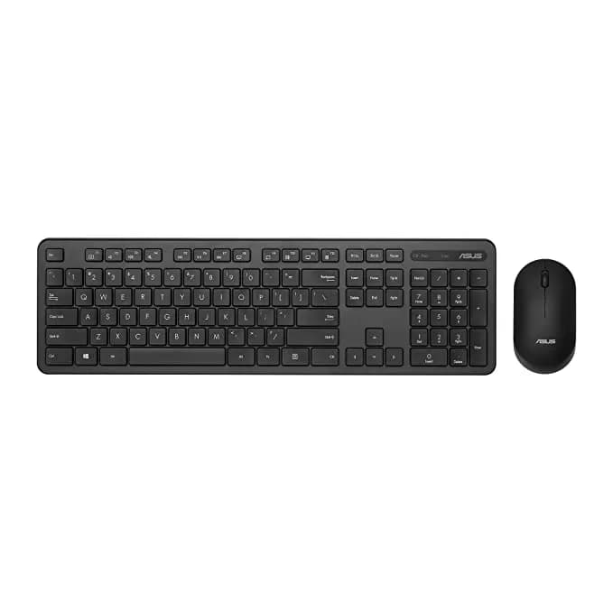 ASUS Wireless Keyboard and Silent Optical Mouse Set CW100, Up to 1600dpi,RF 2.4GHz, (Black hover view