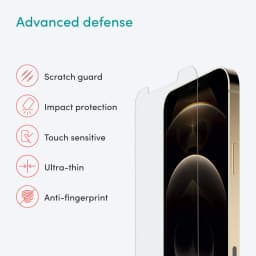 Playa by Belkin iPhone 12 Pro Max Tempered Glass Screen Protector, Crystal Clear, Ultra Protection, 2 in 1 Pack
