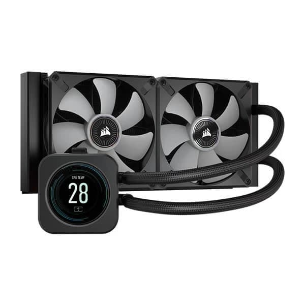 Corsair ICUE H100i Elite LCD Display CPU Liquid Cooler (Black) hover view