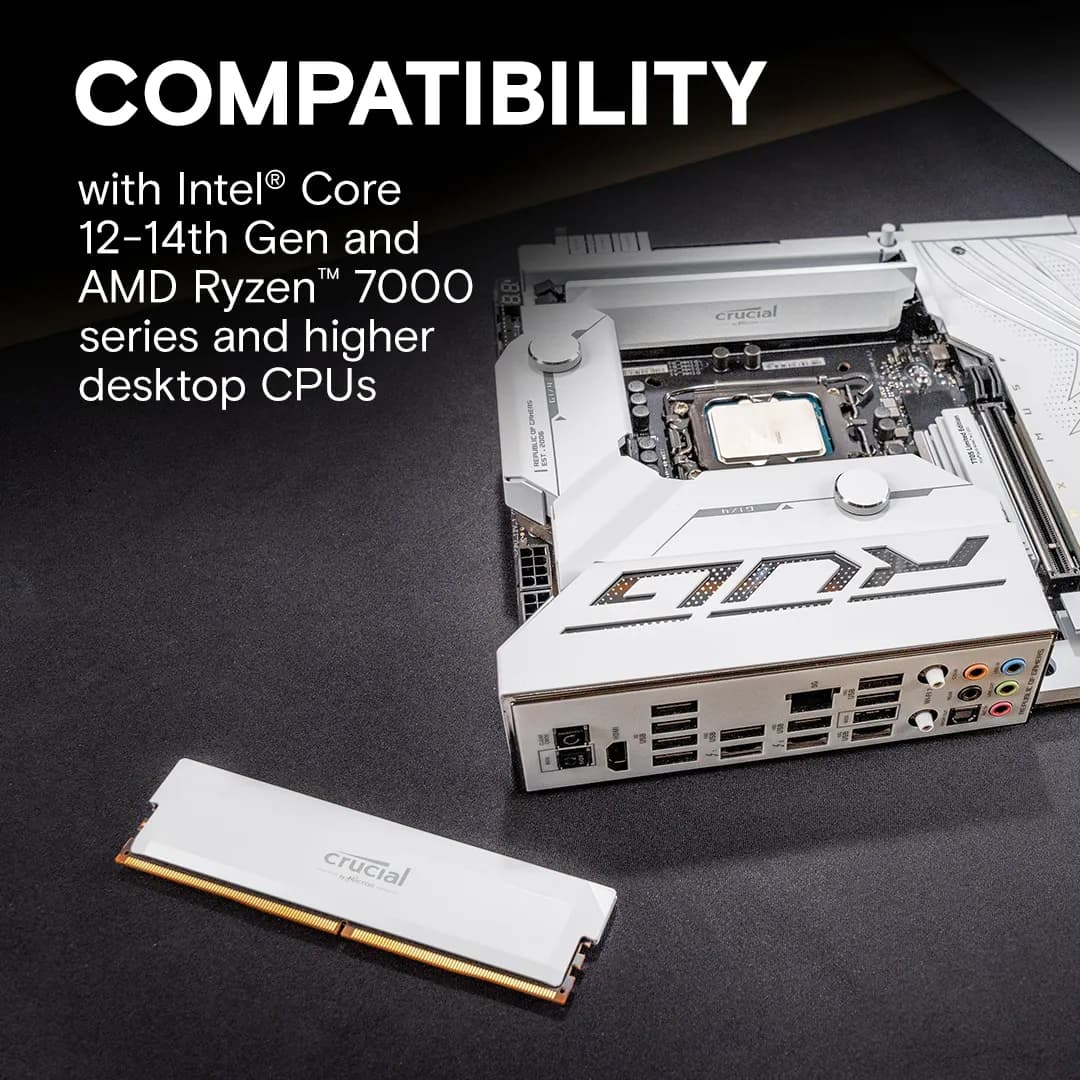Crucial Pro Overclocking 32GB Kit (2x16GB) DDR5-6000 UDIMM White hover view