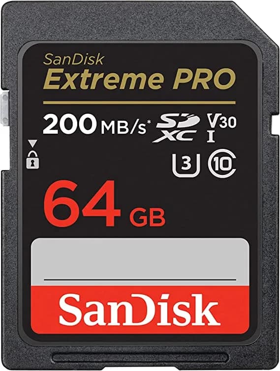 SanDisk 64GB Extreme PRO SDXC UHS-I Memory Card - C10, U3, V30, 4K UHD, SD Card