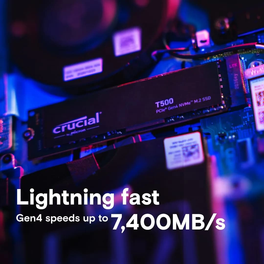 Crucial T500 1TB PCIe Gen4 NVMe M.2 SSD hover view