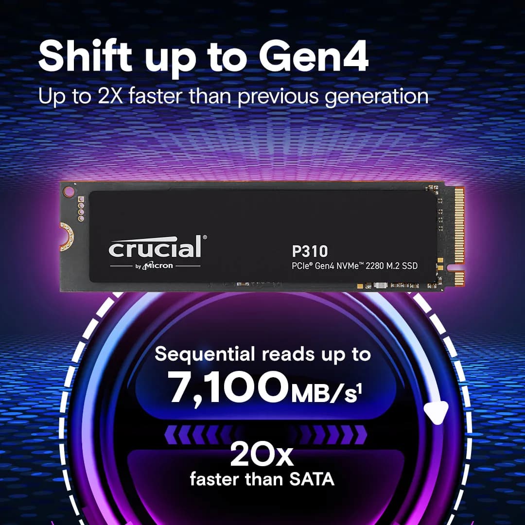 Crucial P310 1TB PCIe Gen4 NVMe 2280 M.2 SSD hover view