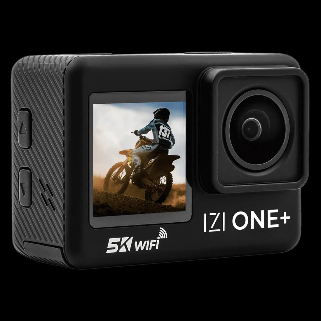 IZI ONE+ 5K Action Camera : Dual Screen, Waterproof, 48MP hover view