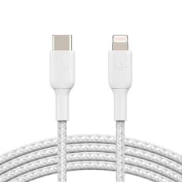Belkin Braided USB-C To Lightning Charge And Sync Cable - 1 Meter (White)