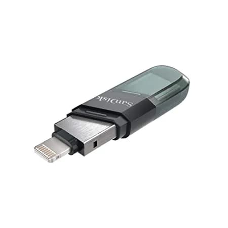SanDisk iXpand USB 3.0 Flash Drive Flip 128GB for iOS and Windows®, Metalic hover view