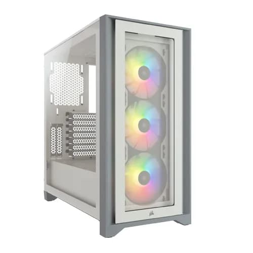 Corsair iCUE4000X RGB Tempered Glass Mid-Tower Gaming Case - White