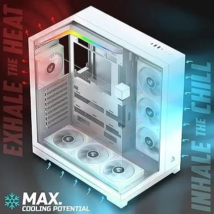 TAG Gamerz Supernova Mid-Tower Computer Case/Gaming Cabinet with 3 Side Glass Panoramic View| Pre-Installed 7 High-Performance ARGB Fans | Support Reverse Connection motherboards -PC CASE Whi hover view