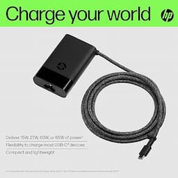HP USB-C 65W Laptop Charger, 65W, Type-C USB, AC Adapter