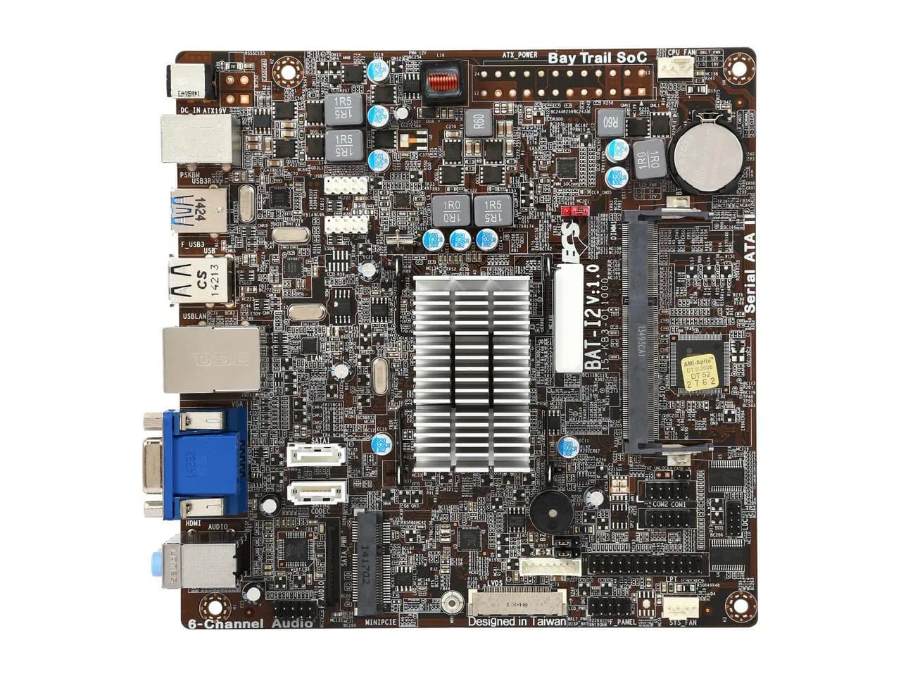 ECS BAT-I2/J1900 (1.0) Intel® Celeron Processor J1900 Onboard Intel® Bay Trail Mini ITX Motherboard / CPU Combo hover view