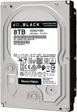 Western Digital 8TB WD Black Performance Internal Hard Drive HDD - 7200 RPM, SATA 6 Gb/s, 256 MB Cache, 3.5"