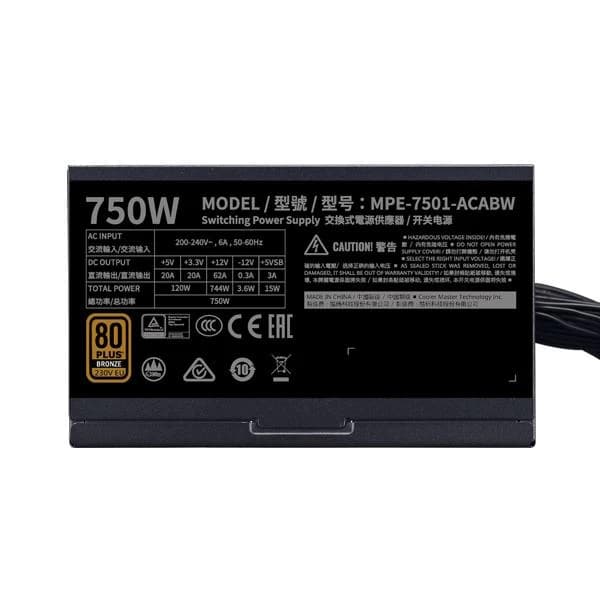Cooler Master MWE 750 V2 80 Plus Bronze SMPS hover view