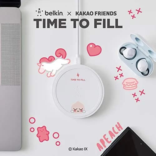 Belkin KAKAO and Friends Official Edition 10W Fast Wireless Charging Pad for All Qi Smart Phones Including iPhone 12, 12 Pro, 12 Pro Max and More - White (AC Adapter not Included) hover view