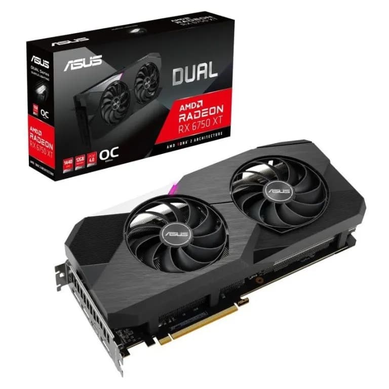 ASUS Dual Radeon® RX 6750 XT OC Edition 12GB GDDR6  Graphic card hover view