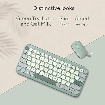 ASUS Marshmallow Kw100 Keyboard, Supports Up to 3 Devices, 1.6Mm Key Travel, Scissor Keys, Compact & Lightweight Keyboard, Bluetooth® (Color - Green Tea Latte) hover view