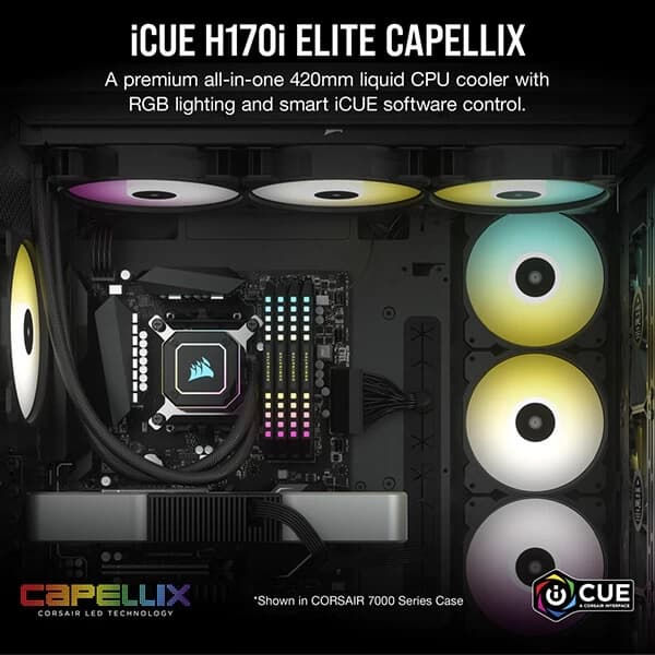 Corsair ICUE H170i Elite Capellix CPU Liquid Cooler (Black) hover view