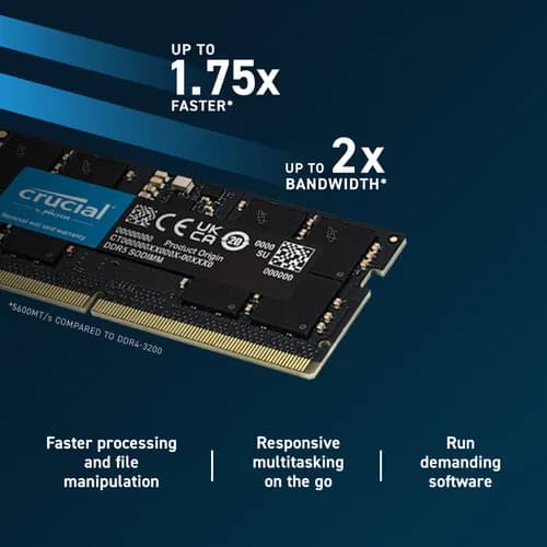 Crucial 16GB Laptop DDR5 5600 MHz SO-DIMM Memory Module (CR16G56C46S5) hover view
