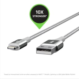 Belkin Premium Kevlar Cable 2.4A LTG 4FT Silver
