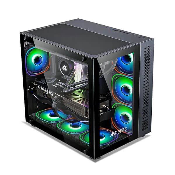 Ant Esports Crystal ARGB (E-ATX) Mid Tower Cabinet (Black) hover view