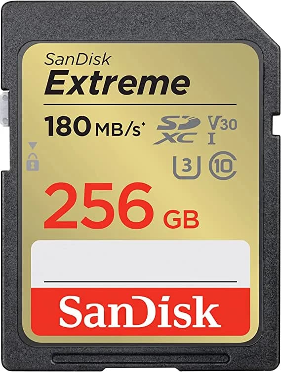 SanDisk 256GB Extreme SDXC UHS-I Memory Card - C10, U3, V30, 4K, UHD, SD Card