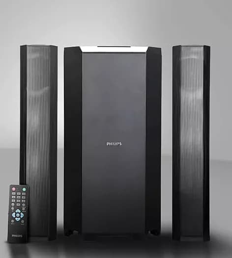 Philips Convertible Soundbar MMS8090B/94 2.1 Channel 80W, Optical-Connectivity Option with Supporting USB, AUX, FM & Remote Control