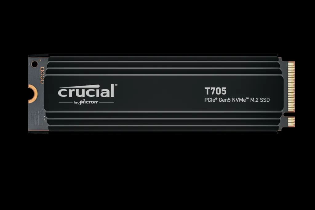 Crucial T705 4TB PCIe Gen5 NVMe M.2 SSD with heatsink