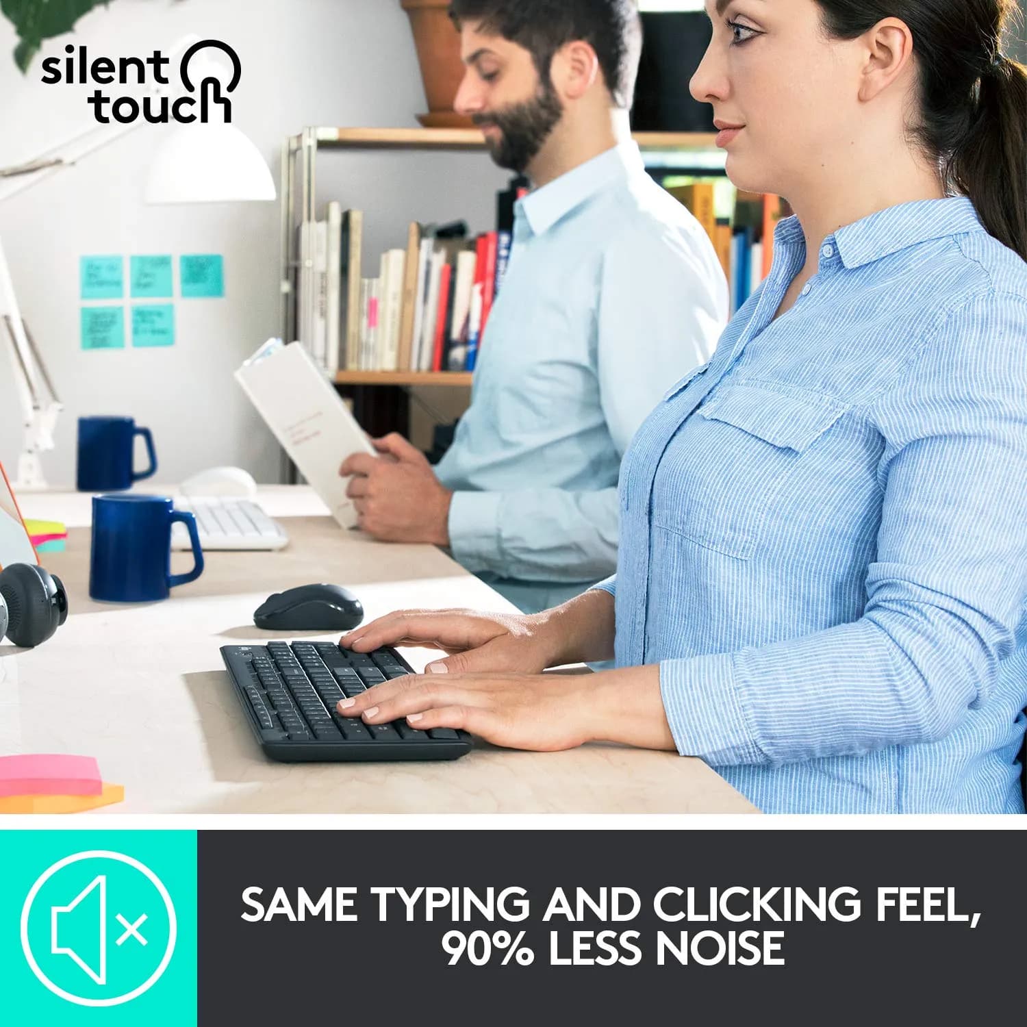 Logitech MK295 Wireless Keyboard and Mouse Combo - SilentTouch Technology, Full Number Keyboard, Shortcut Buttons, Nano USB Receiver, 90% Less Noise - Black hover view