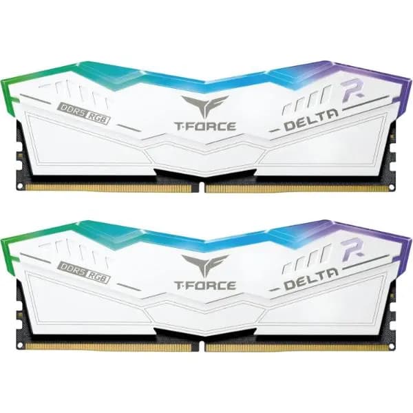 TeamGroup DELTA RGB 64GB (32GBx2) 6000MHz CL30 DDR5 Desktop Memory - White