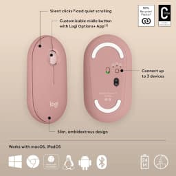 Logitech Pebble Mouse 2 M350s Wireless Bluetooth Mouse - Tonal Rose - Image 7
