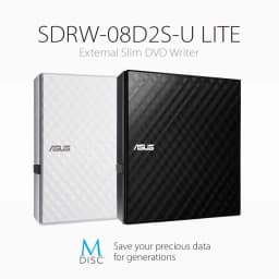 Asus Sdrw-08D2S-U Lite - Portable 8X Dvd Burner With M-Disc Support For Lifetime Data Backup, Compatible For Windows And Mac Os