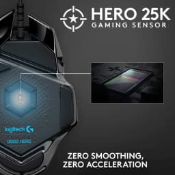 Logitech G502 Hero High Performance Wired Gaming Mouse, Hero 16K Sensor, 16,000 DPI, RGB, Adjustable Weights, 11 Programmable Buttons, On-Board Memory, PC/Mac - Black
