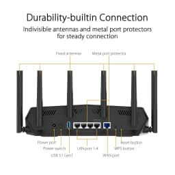 ASUS TUF AX5400 Dual Band WiFi 6 Gaming Router (Black) with Dedicated Gaming Port, Port Forwarding, AiMesh, AiProtection Pro Network Security, Aura RGB Lighting, Advanced Parental Controls.