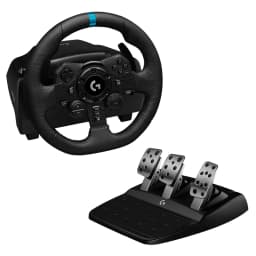 Logitech G923 Racing Wheel and Pedals, TRUEFORCE 1000 Hz Force Feedback, Responsive Driving Design, Dual Clutch Launch Control, Genuine Leather Wheel Cover for PS5, PS4, PC - Black - Image 1