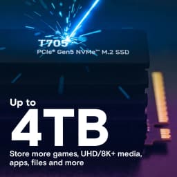 Crucial T705 4TB PCIe Gen5 NVMe M.2 SSD with heatsink