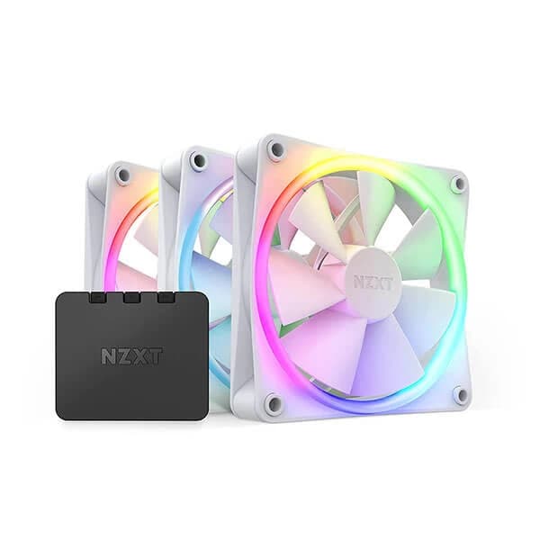 NZXT F120 RGB Duo White 120mm Cabinet Fan With RGB Controller (Triple Pack)