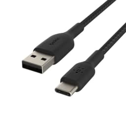 Belkin Type C to USB-A 2.0 Tough Unbreakable Braided Nylon Cable 6.6 feet (2 meter) – Black, USB-IF Certified, Supports Fast Charging