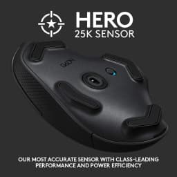 Logitech G604 Lightspeed Wireless Gaming Mouse, Hero 16K DPI Sensor, 15 Programmable Controls, Up to 240-Hr Battery Life, Dual Wireless connectivity - Black