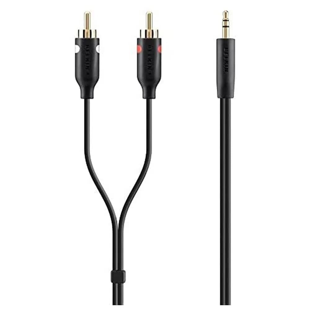 Belkin F3Y116BT2M 2-Meter Stereo to RCA Portable Audio Cable (Black/Gold)