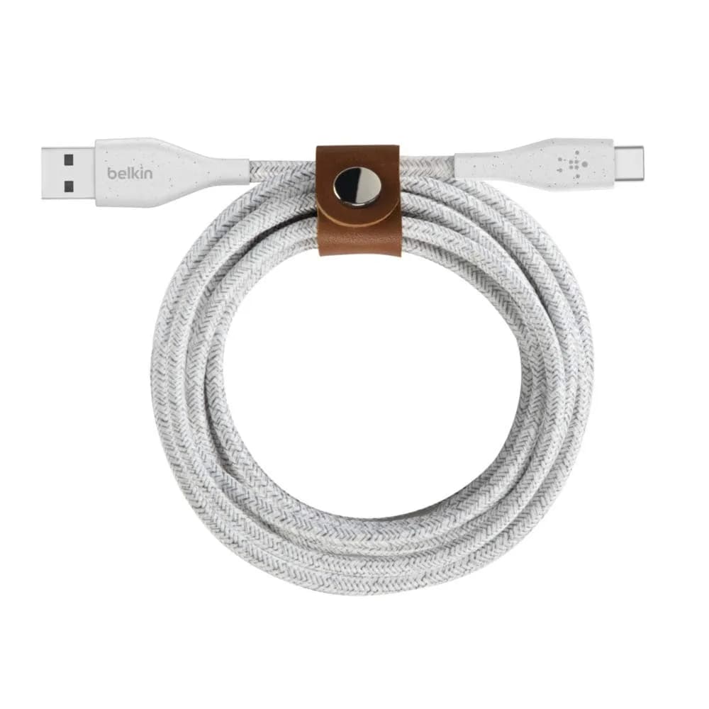 Belkin DuraTek Plus 4' USB-C to USB-A Cable with Strap (White)