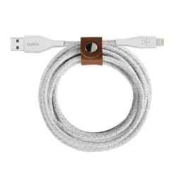 Belkin DuraTek+ Lightning To USB-A Cable + Strap 10 Feet White