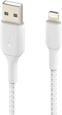 Belkin 6' Lightning to USB-A 2.0 Braided Cable - M/M -6ft/2M - White
