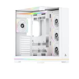 TAG Gamerz Supernova Mid-Tower Computer Case/Gaming Cabinet with 3 Side Glass Panoramic View| Pre-Installed 7 High-Performance ARGB Fans | Support Reverse Connection motherboards -PC CASE Whi