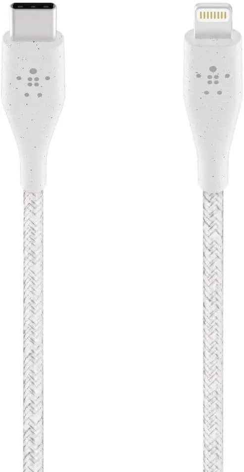Belkin Duratek Plus USB-C to Lightning Cable with Strap (White)