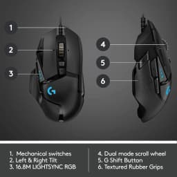 Logitech G502 Hero High Performance Wired Gaming Mouse, Hero 16K Sensor, 16,000 DPI, RGB, Adjustable Weights, 11 Programmable Buttons, On-Board Memory, PC/Mac - Black