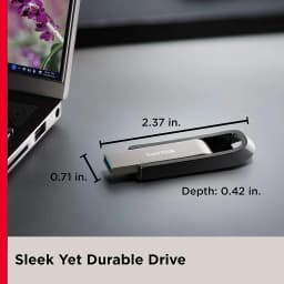 SanDisk USB Extreme USB 3.2 256GB, Upto 400MBs R & 240MB/s W, (SDCZ810-256G-G46)