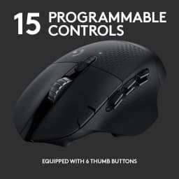 Logitech G604 Lightspeed Wireless Gaming Mouse, Hero 16K DPI Sensor, 15 Programmable Controls, Up to 240-Hr Battery Life, Dual Wireless connectivity - Black